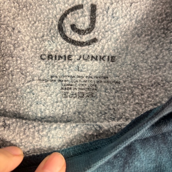 Crime Junkie Women's Sweatshirt Blue Long Sleeve Fleece Pullover Tie Dye Large - Picture 2 of 3